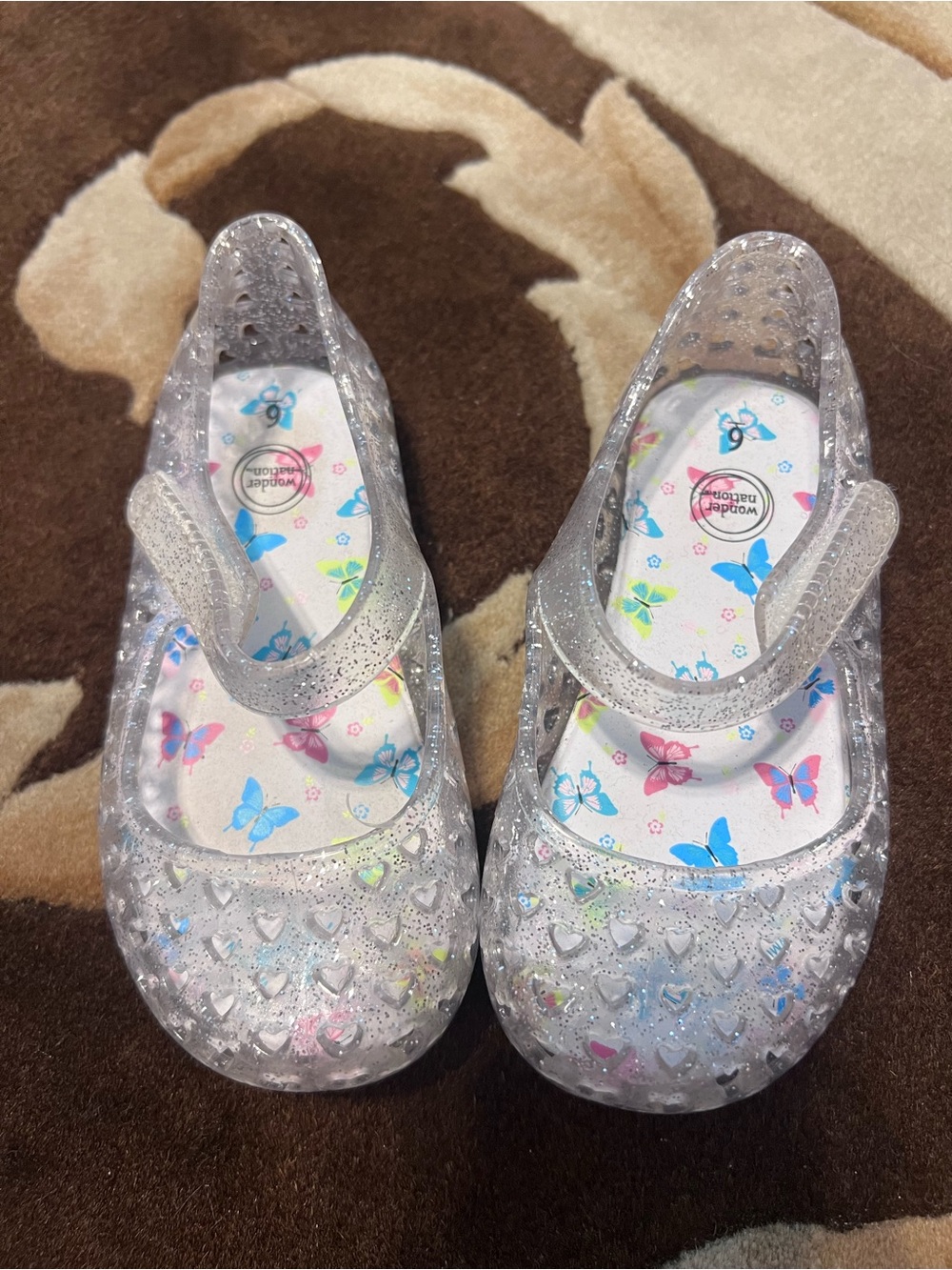Wonder nation size toddler 6 Kids Clear Glitter Jelly Mary Jane Shoes
